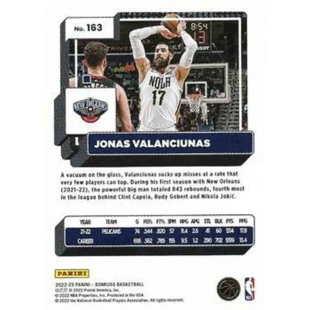 2022-23 Panini Donruss Jonas Valanciunas #163 New Orleans Pelicans